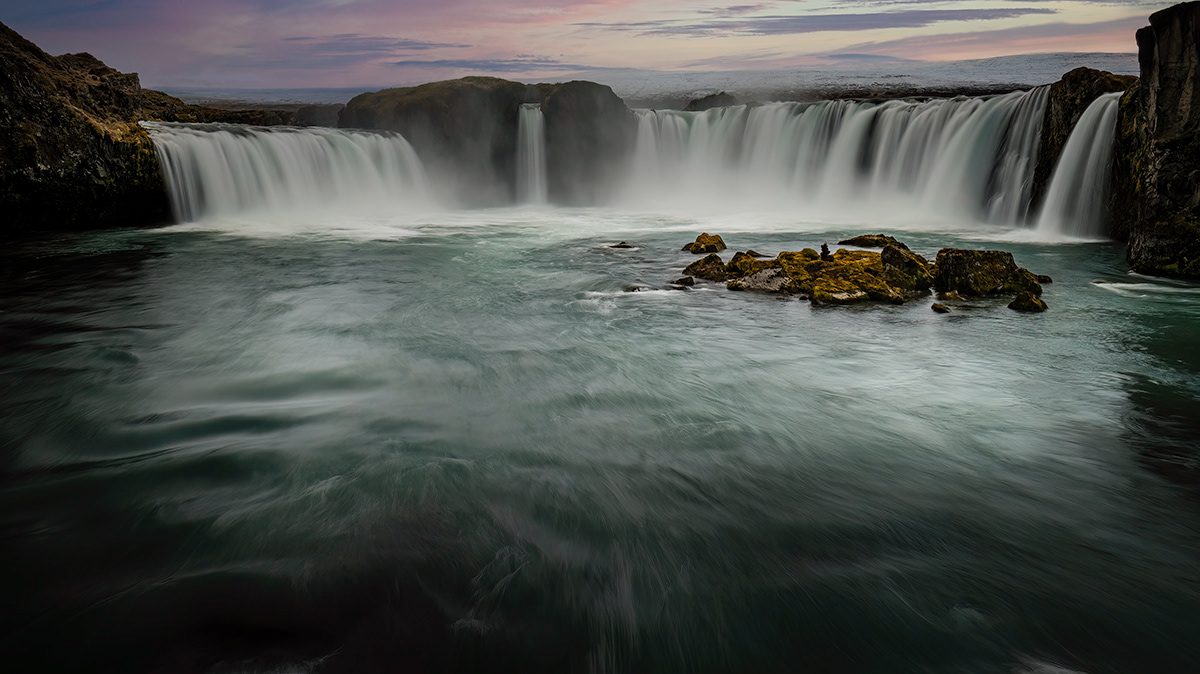 Waterfall Goðafoss, the waterfall of the Gods