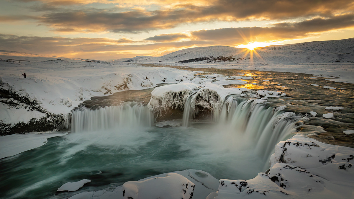 Waterfall Goðafoss, the waterfall of the Gods