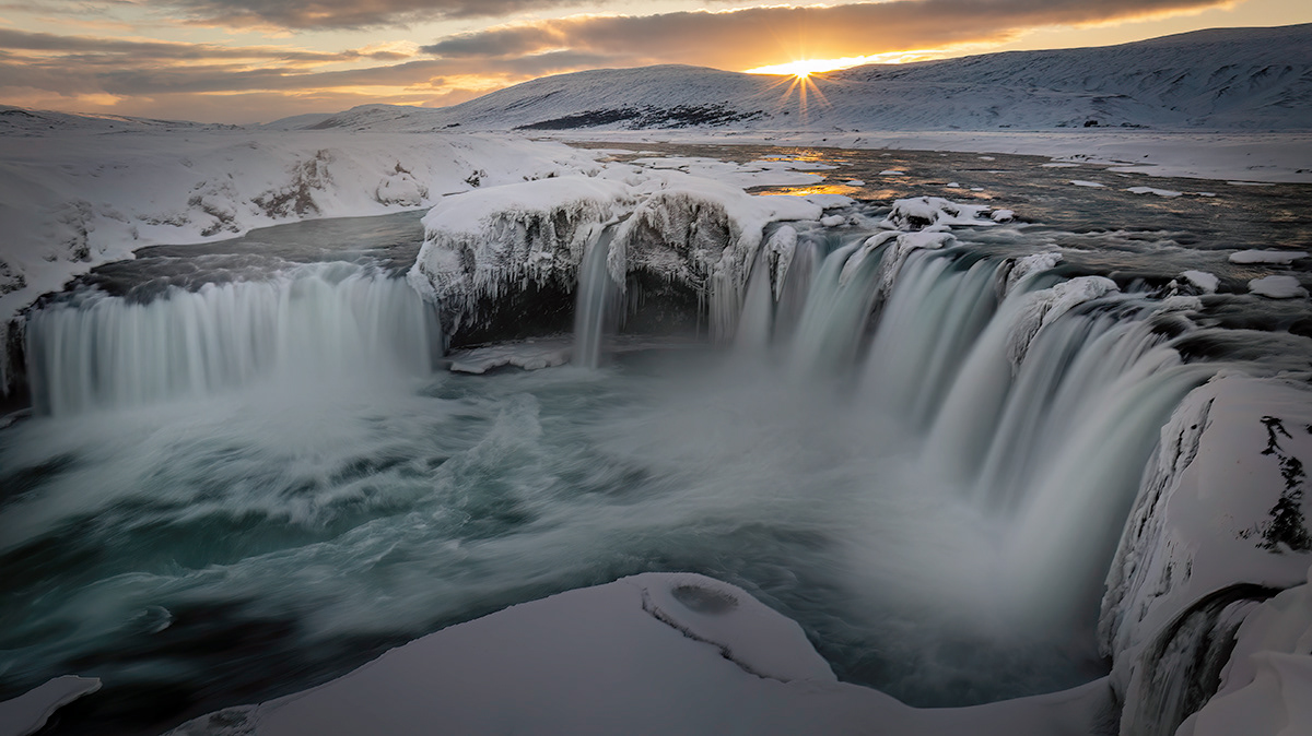 Waterfall Goðafoss, the waterfall of the Gods