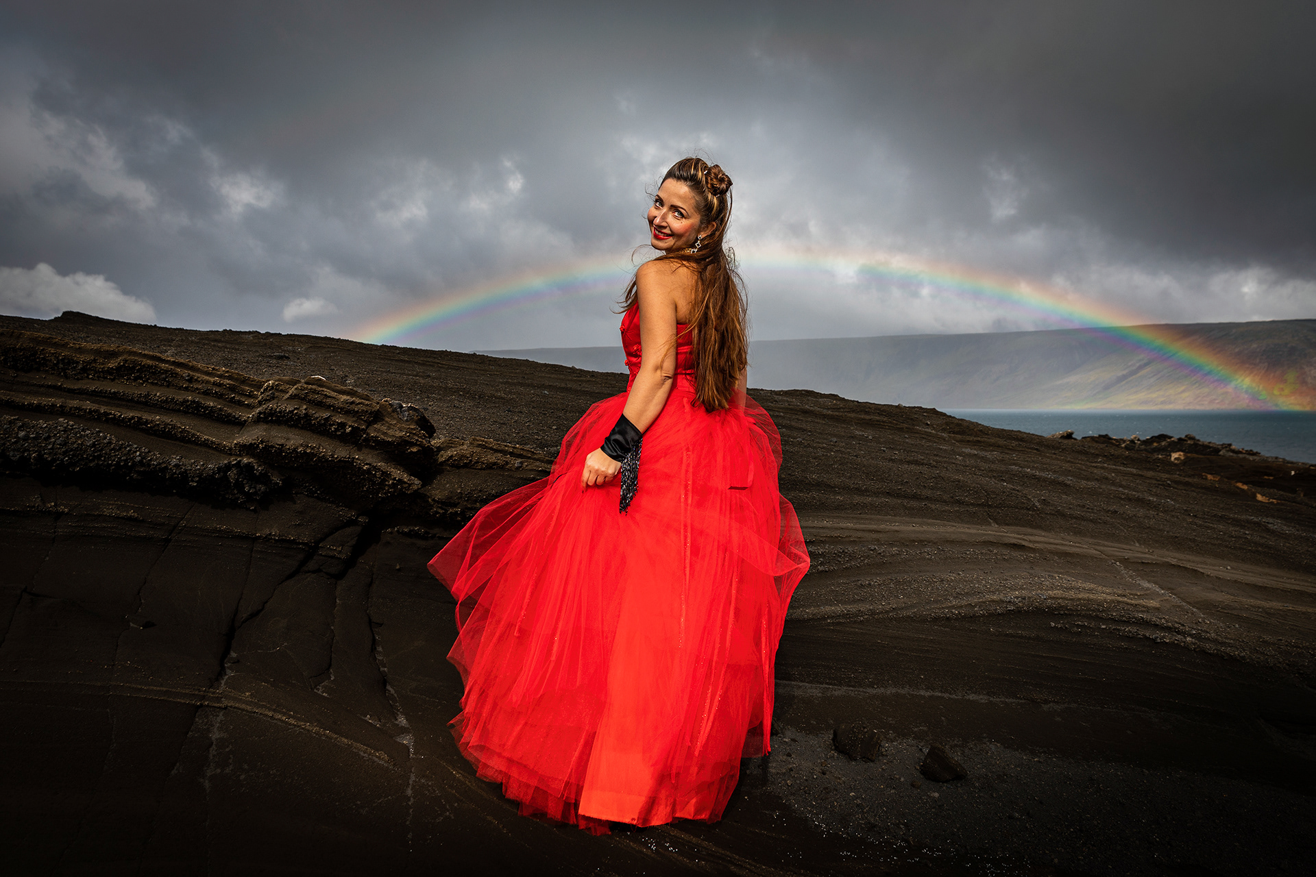 At Kleifarvatn with rainbow