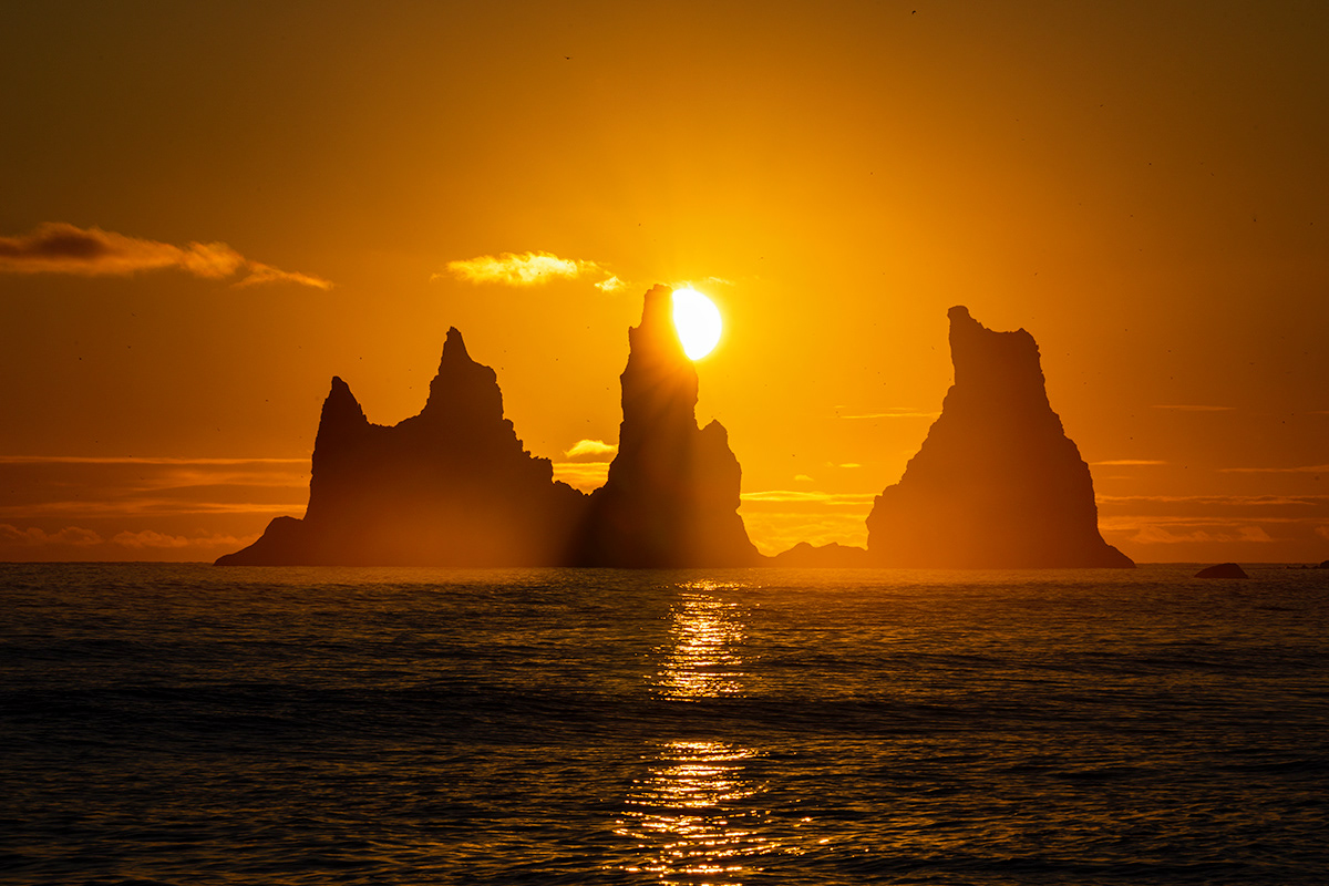 Sunset at Reynispillars in Vík