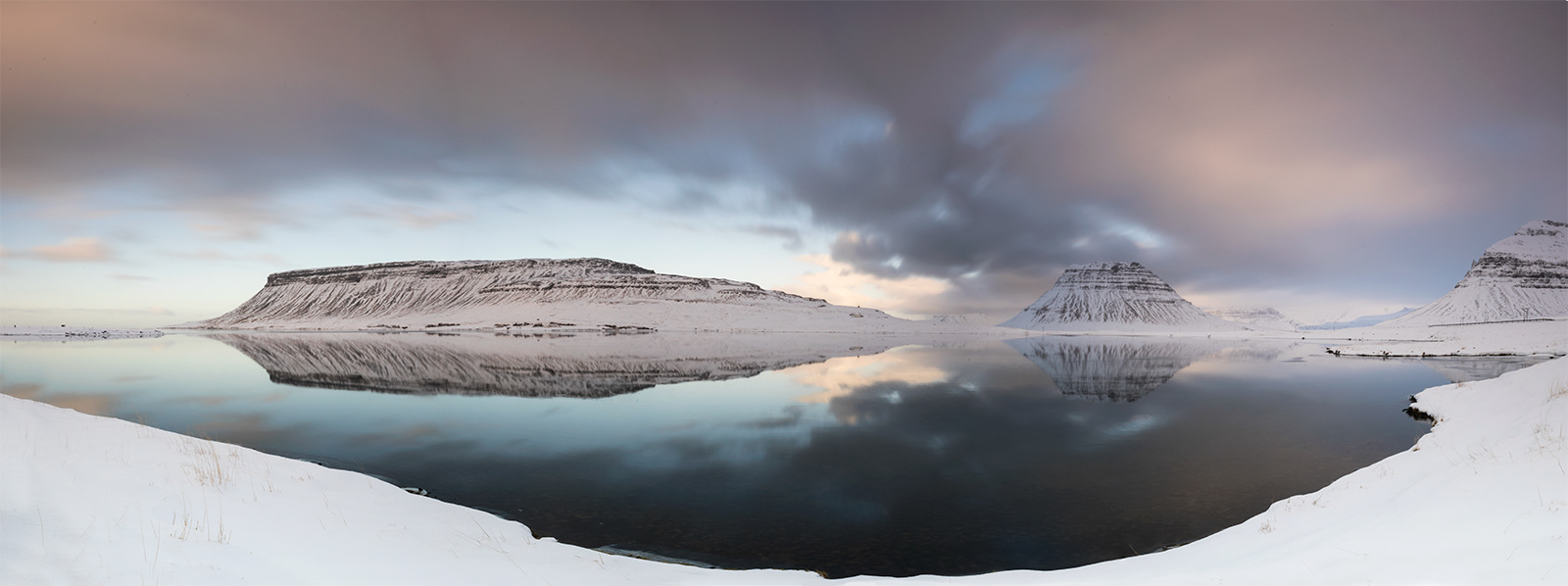 Pano of Kirkjufell and lake Lárvaðall