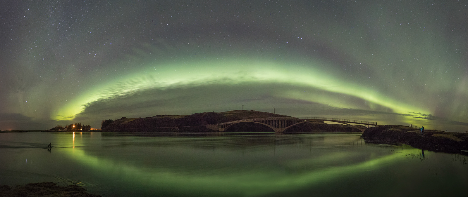 Pano of bridge crossing Hvítá