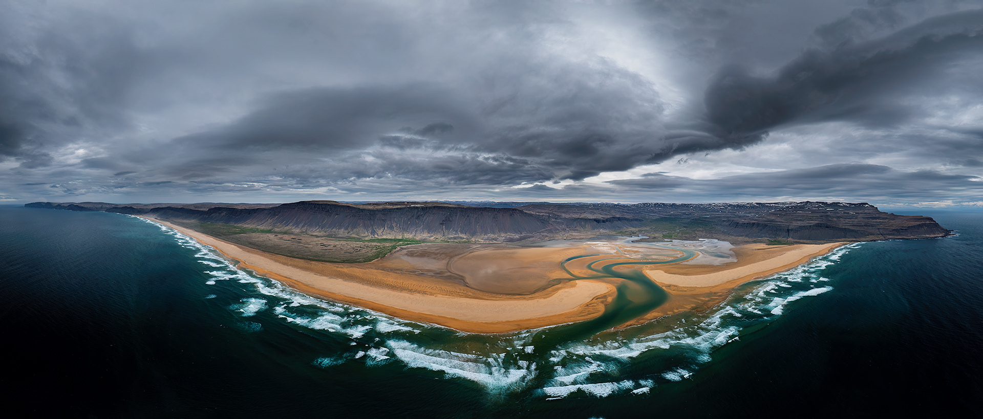 Pano of Red beach Sand