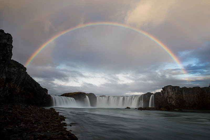 Goðafoss and rainbow