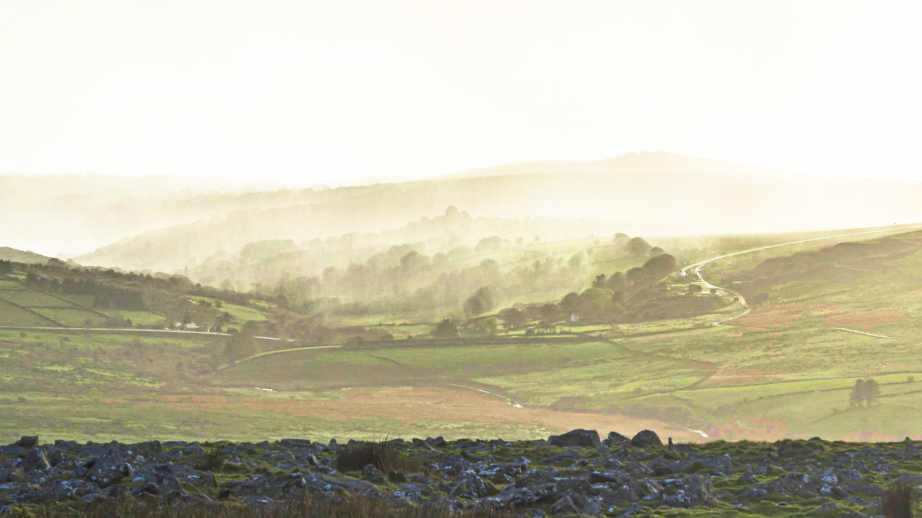 Vewi from Little Mis Tor, on a cold and stormy day
