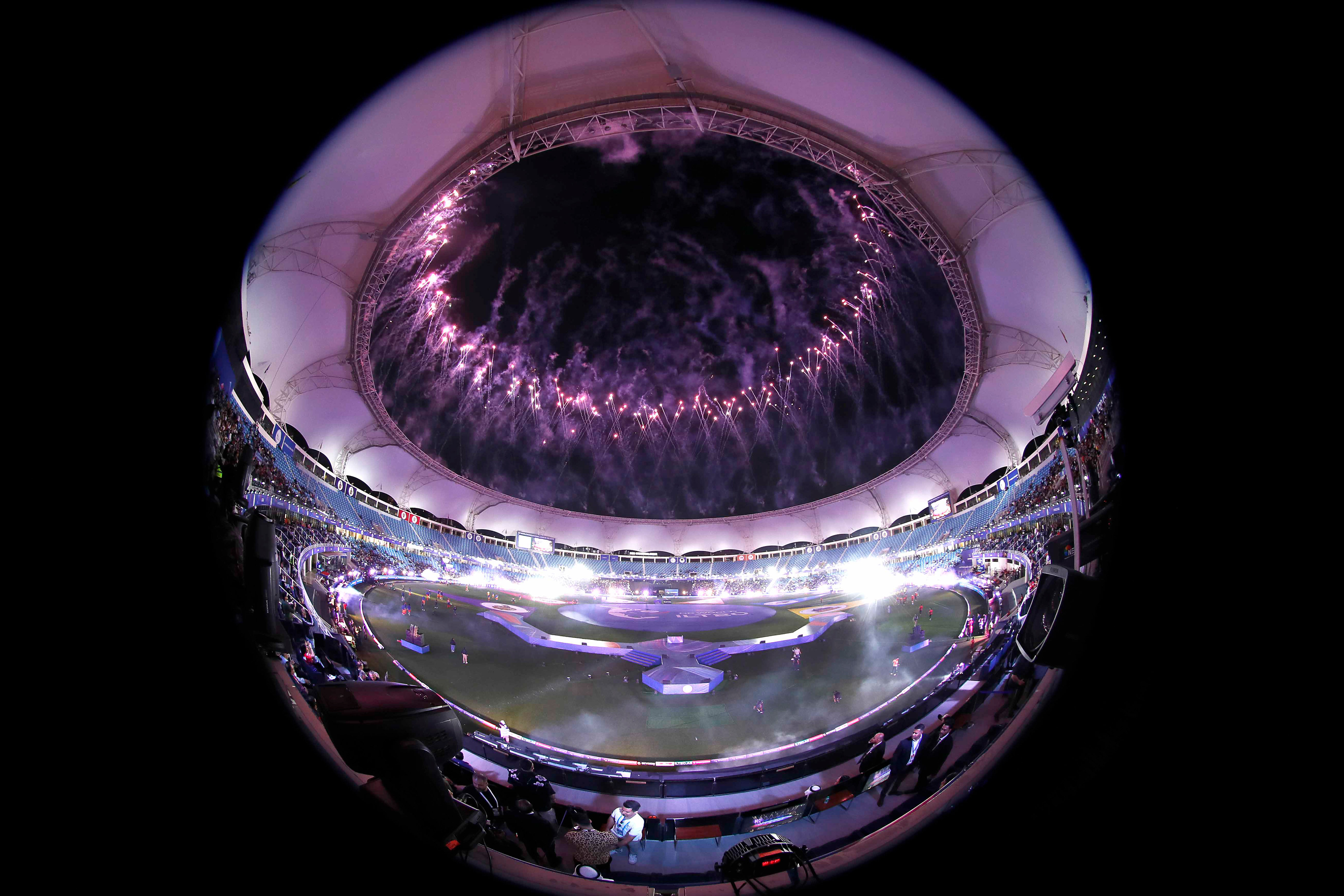 Fish eye view dubai cricket stadium