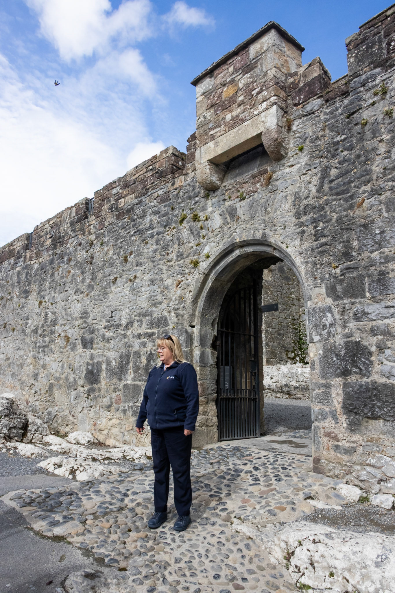 Cahir Castle gate from outer ward into reception with murder hole above
