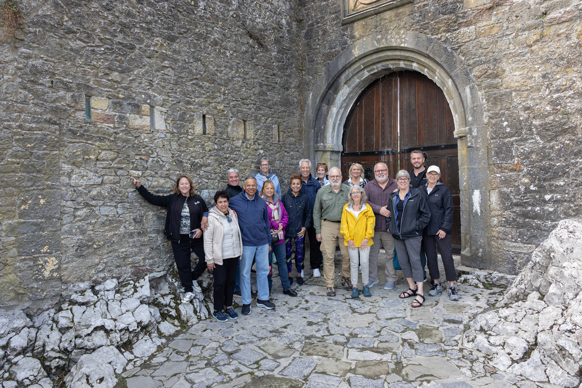Tour group at Cahir Castle barbican (main gate)