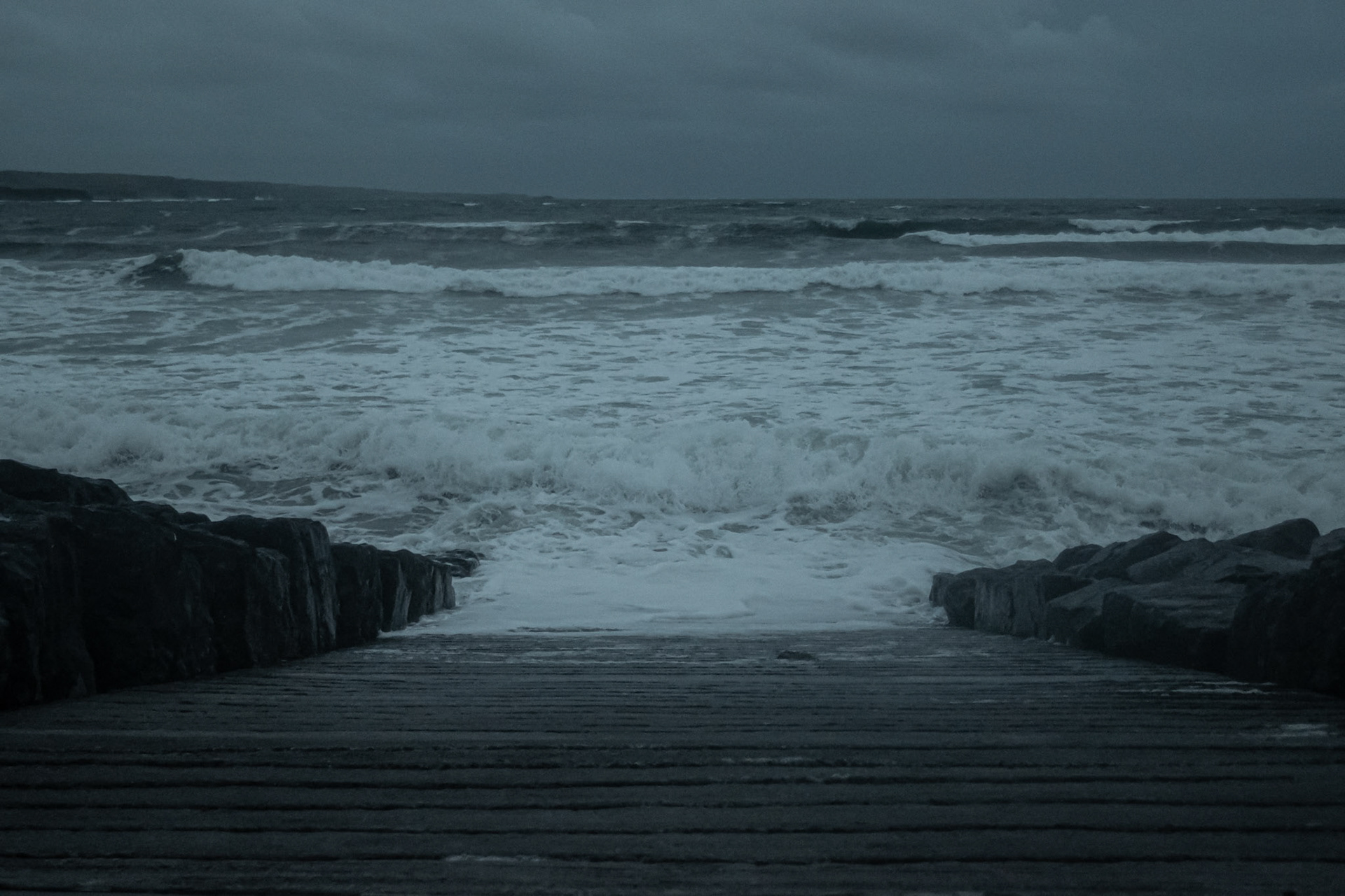 Lahinch beach in a storm