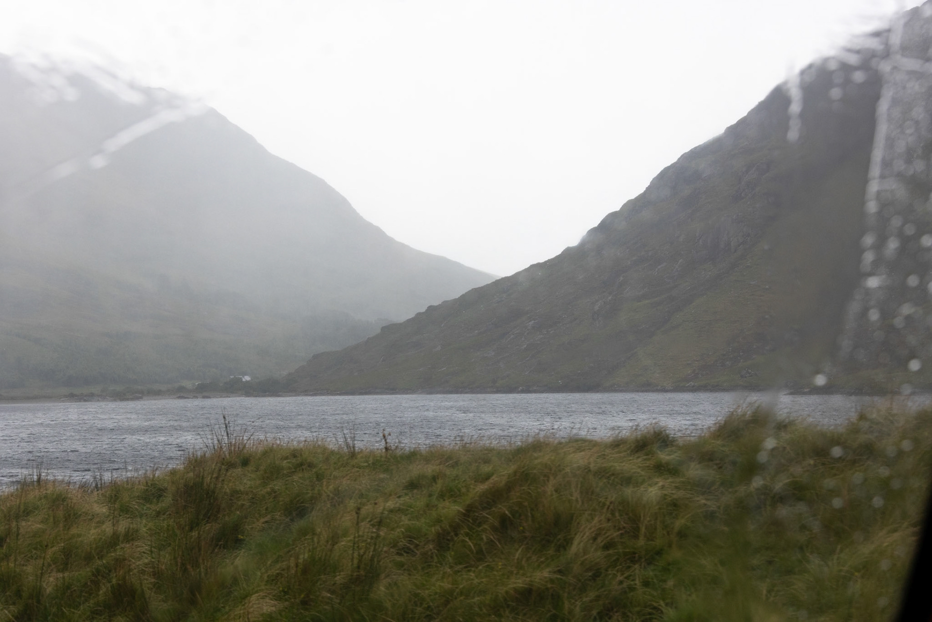Glencullin Lough from the bus. More rain with clearer scenery.