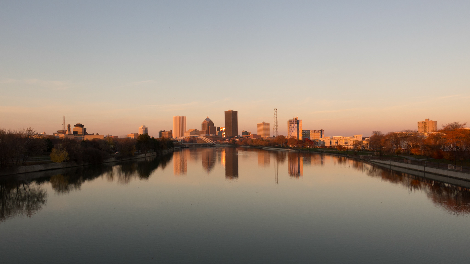 Autumn sunset Ford Street bridge