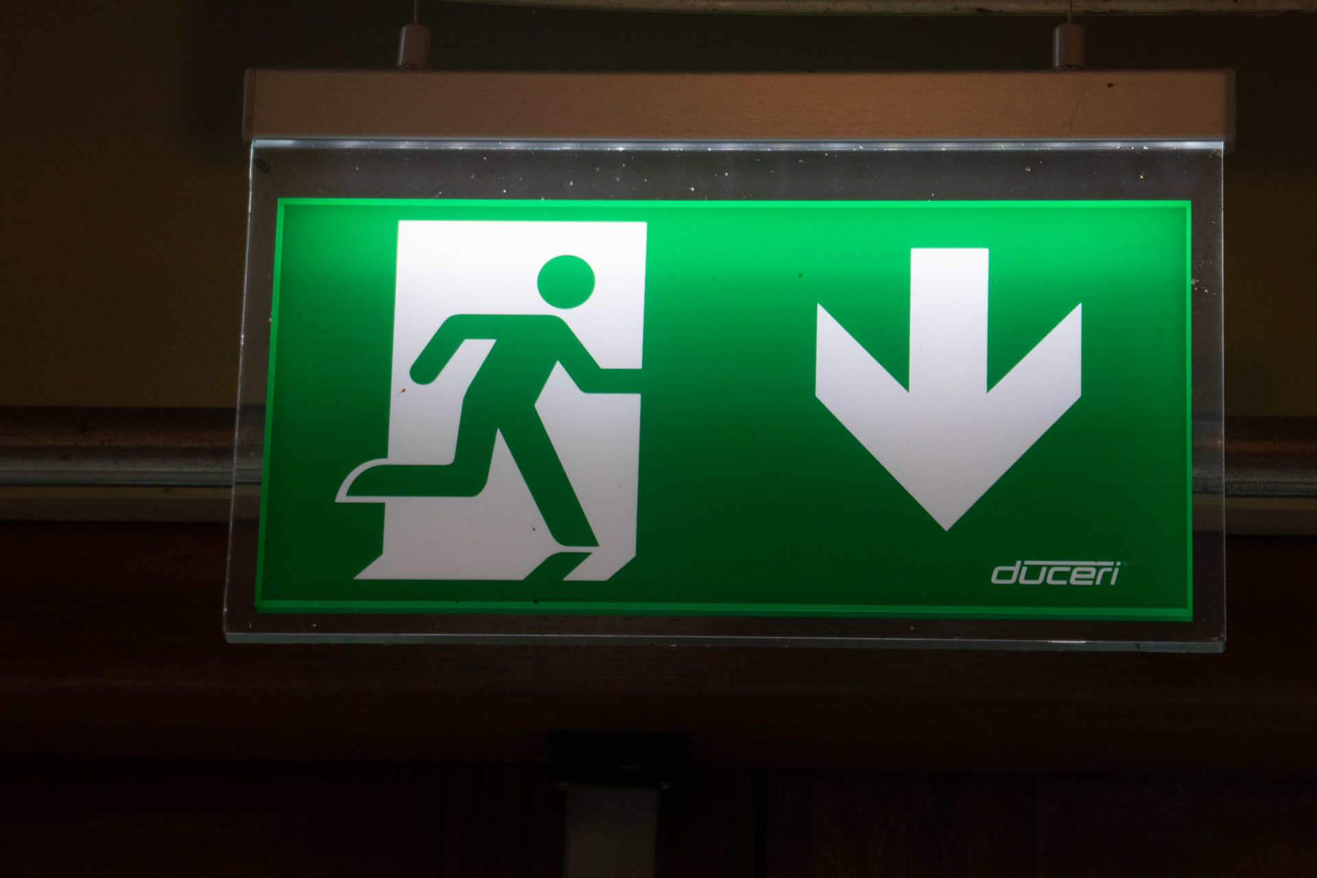 Exit sign in Zoo canteen