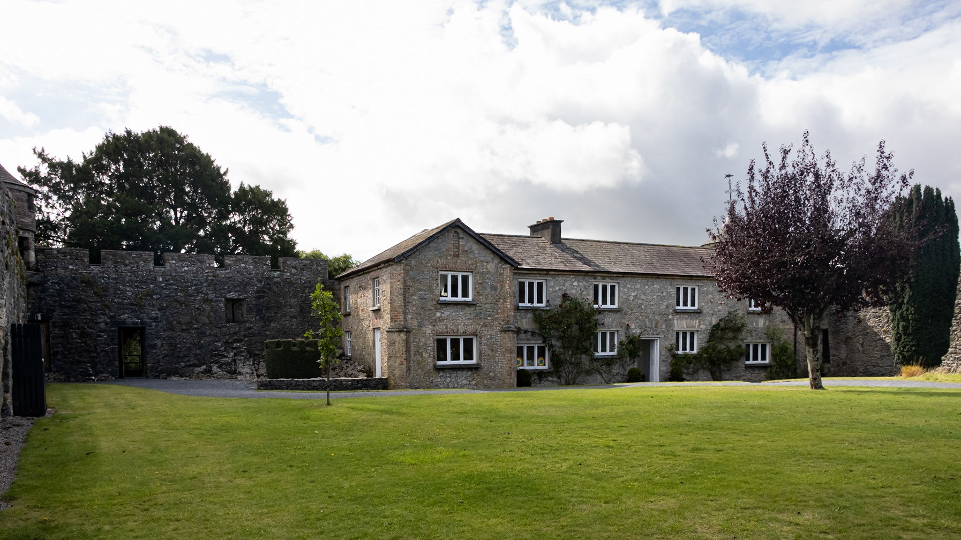 Cahir Castle outer courtyard and cottage