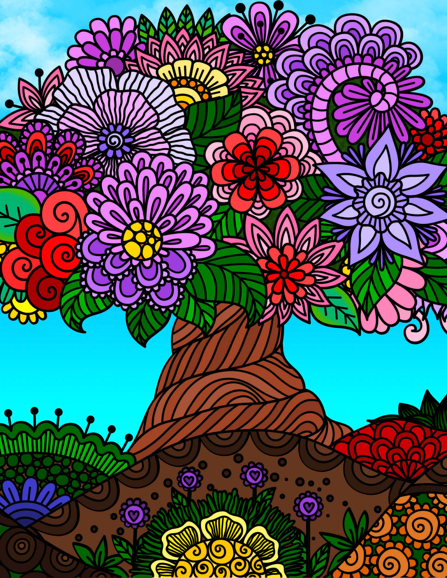 Multiple palettes in one image and a cloud texture brush for the sky