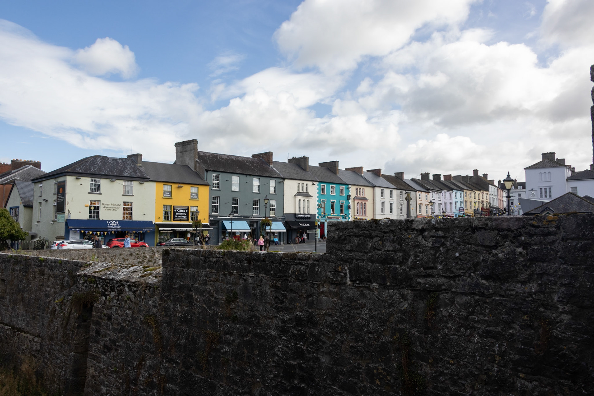 Cahir Castle curtain wall from barbican