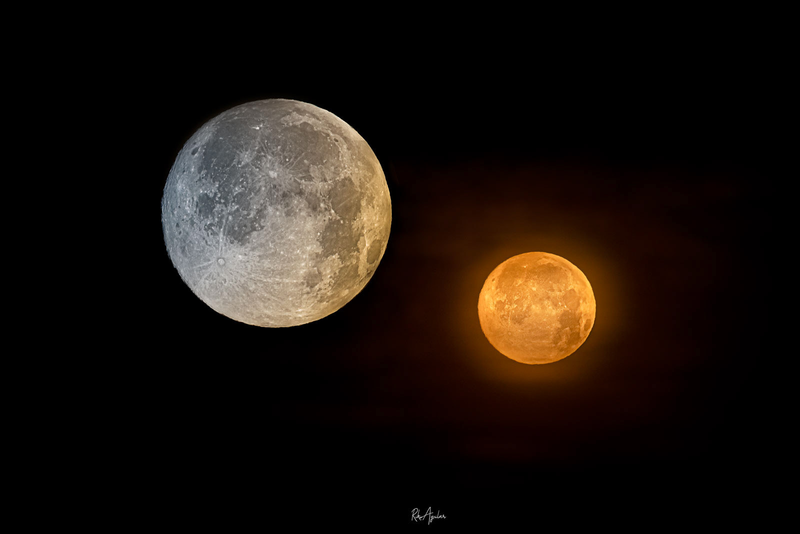 Ocaso de luna., Málaga., dos tomas.