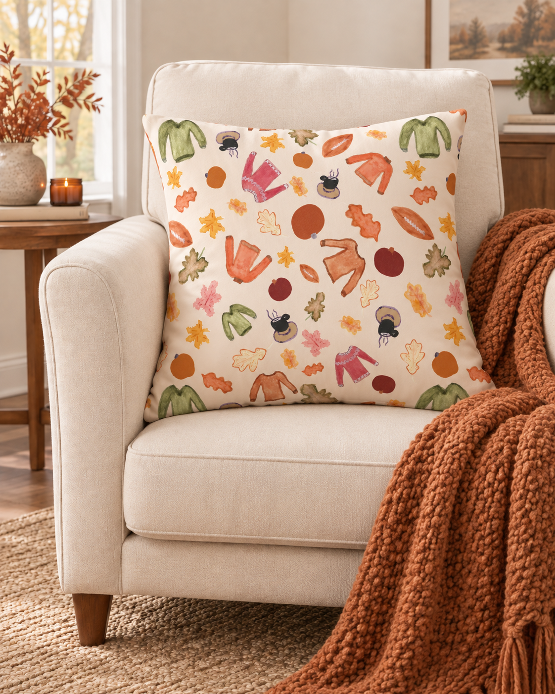 Throw Pillow Warm & Cozy Print