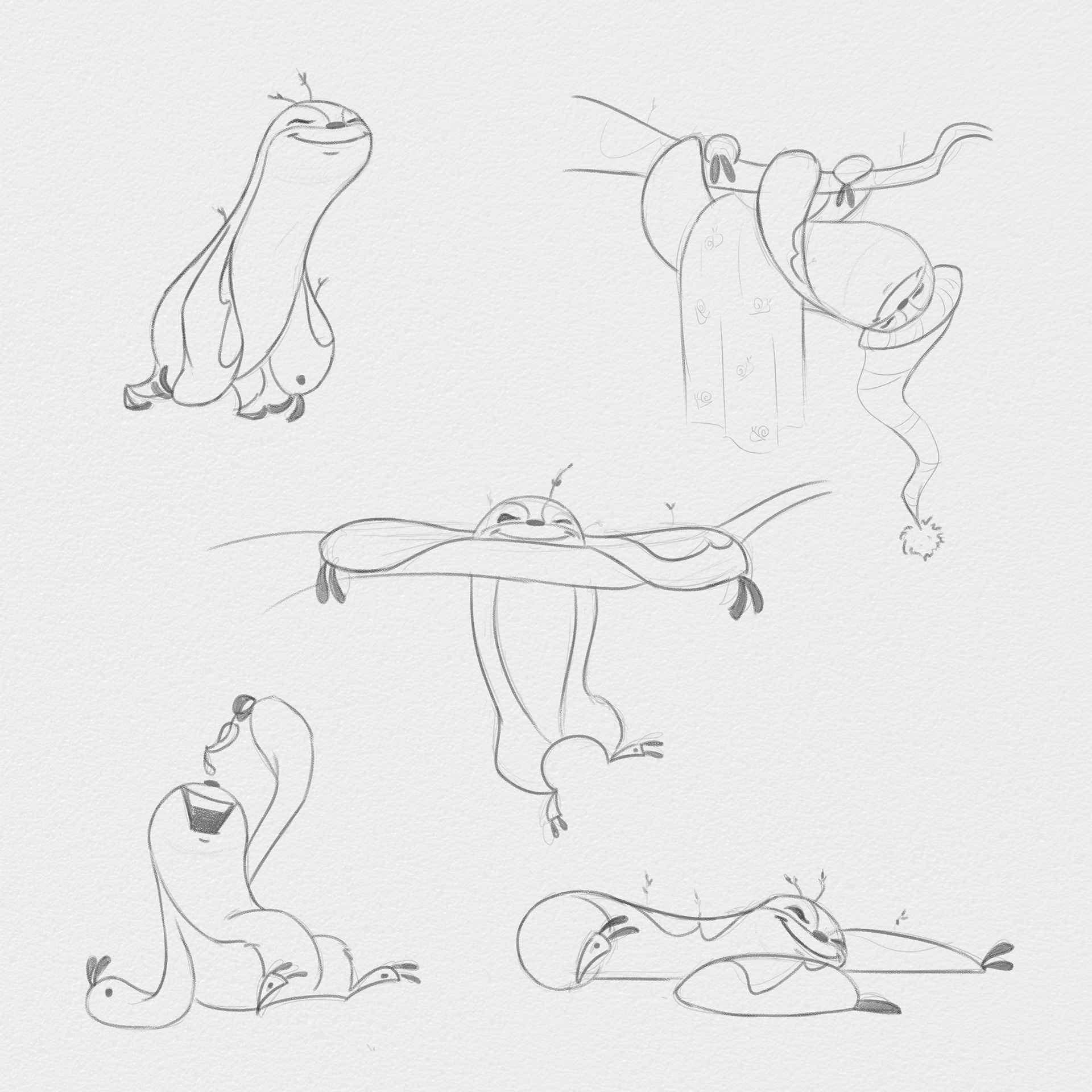 Slow Sloth Character Sketches