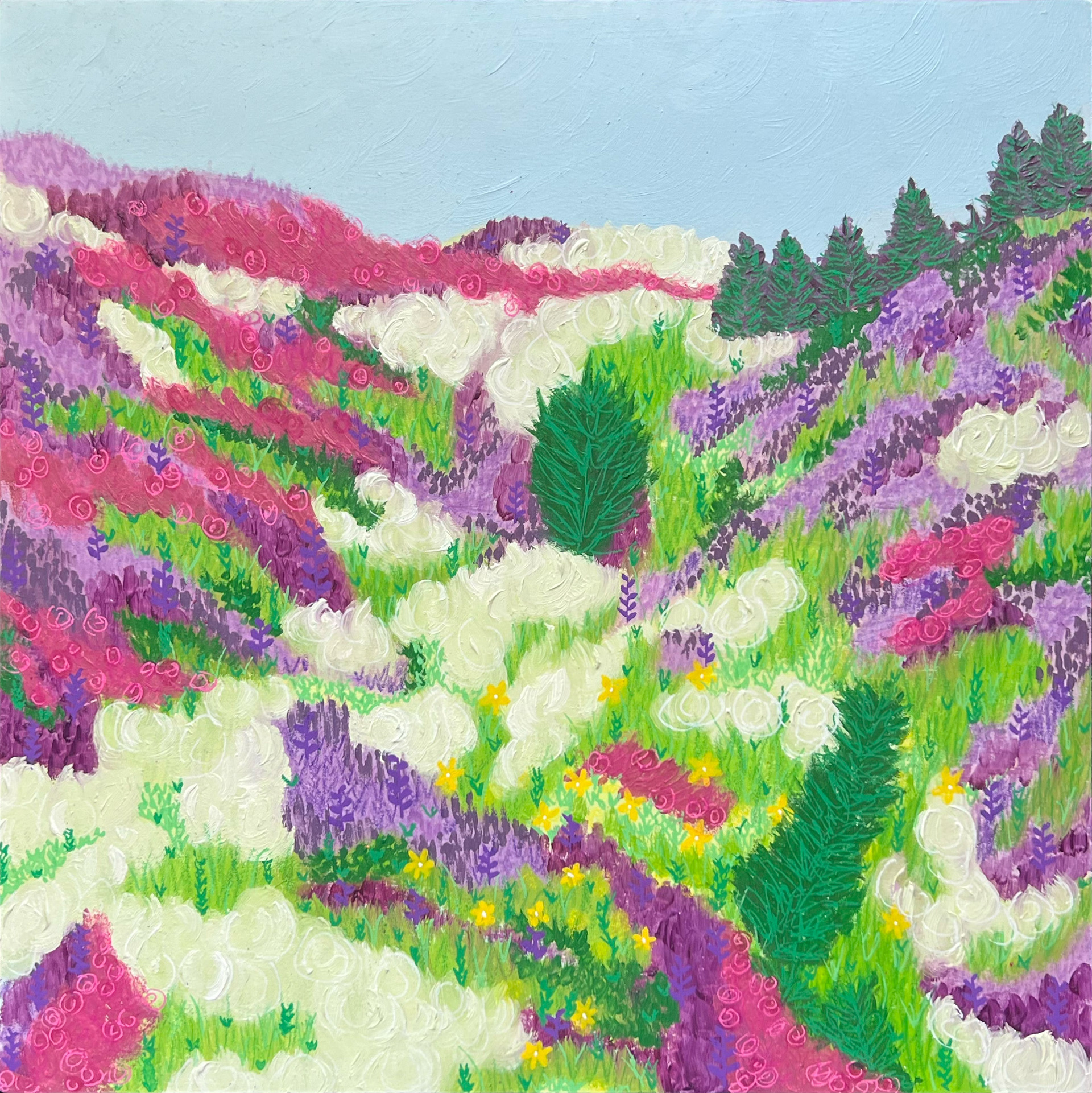 "Deep in the Meadow" Mixed Media. 2024.