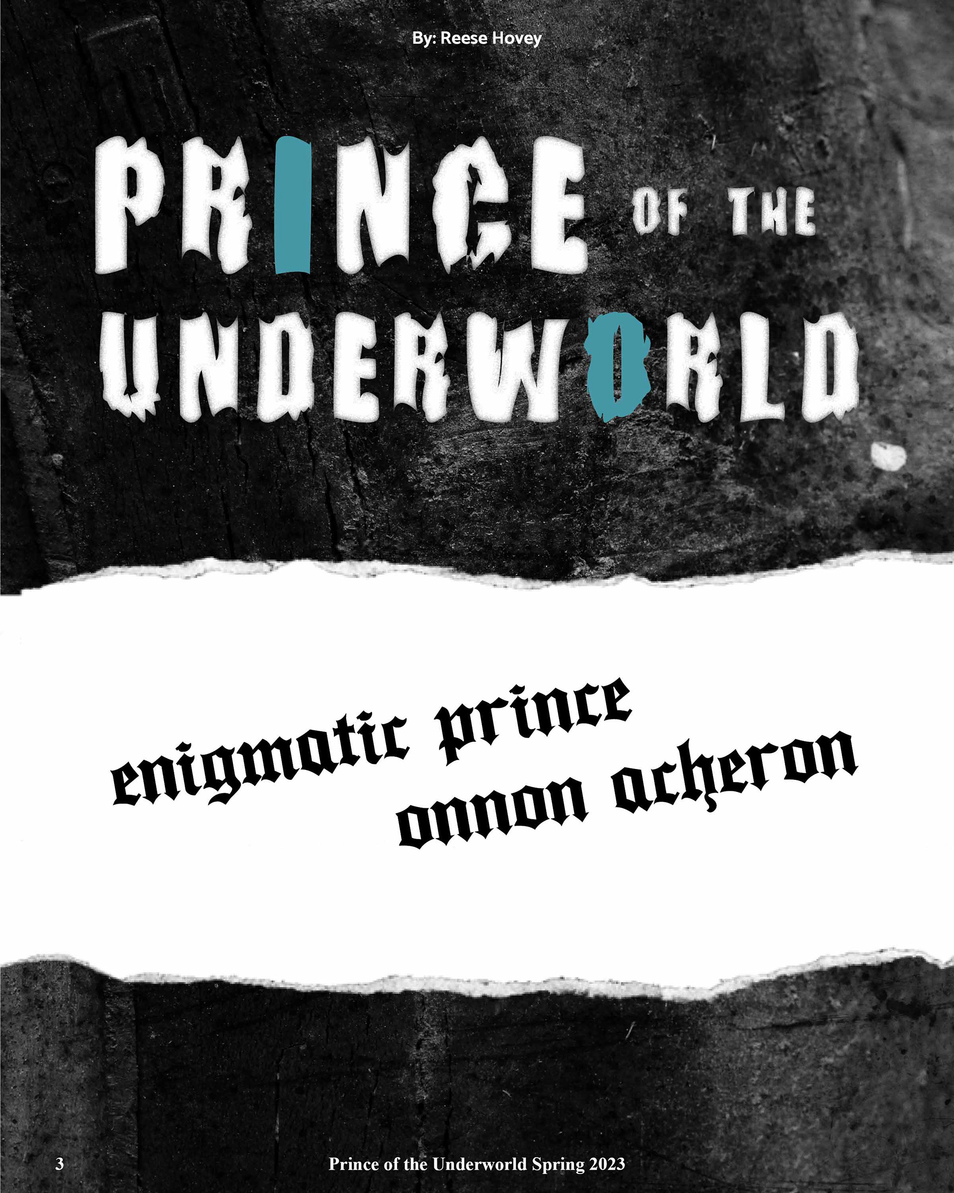 Right magazine spread title of spread Prince of the Underworld