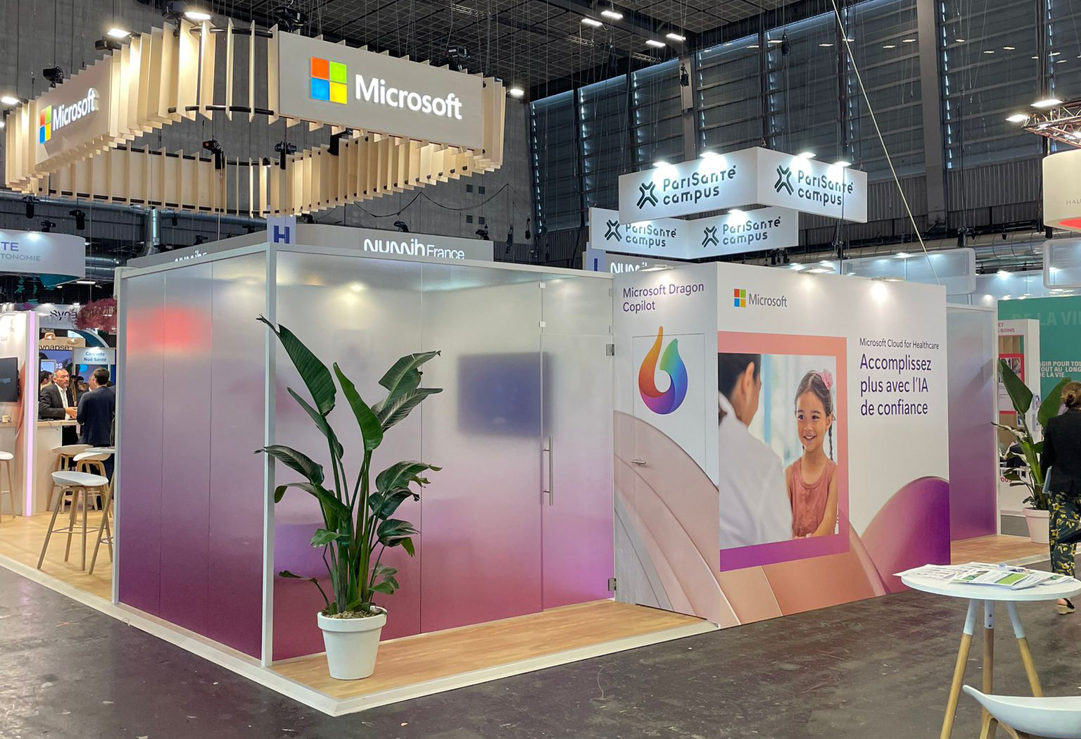 SantExpo 2025, Paris: Microsoft booth for France's leading annual healthcare event, bringing together decision-makers, professionals, and innovators. 