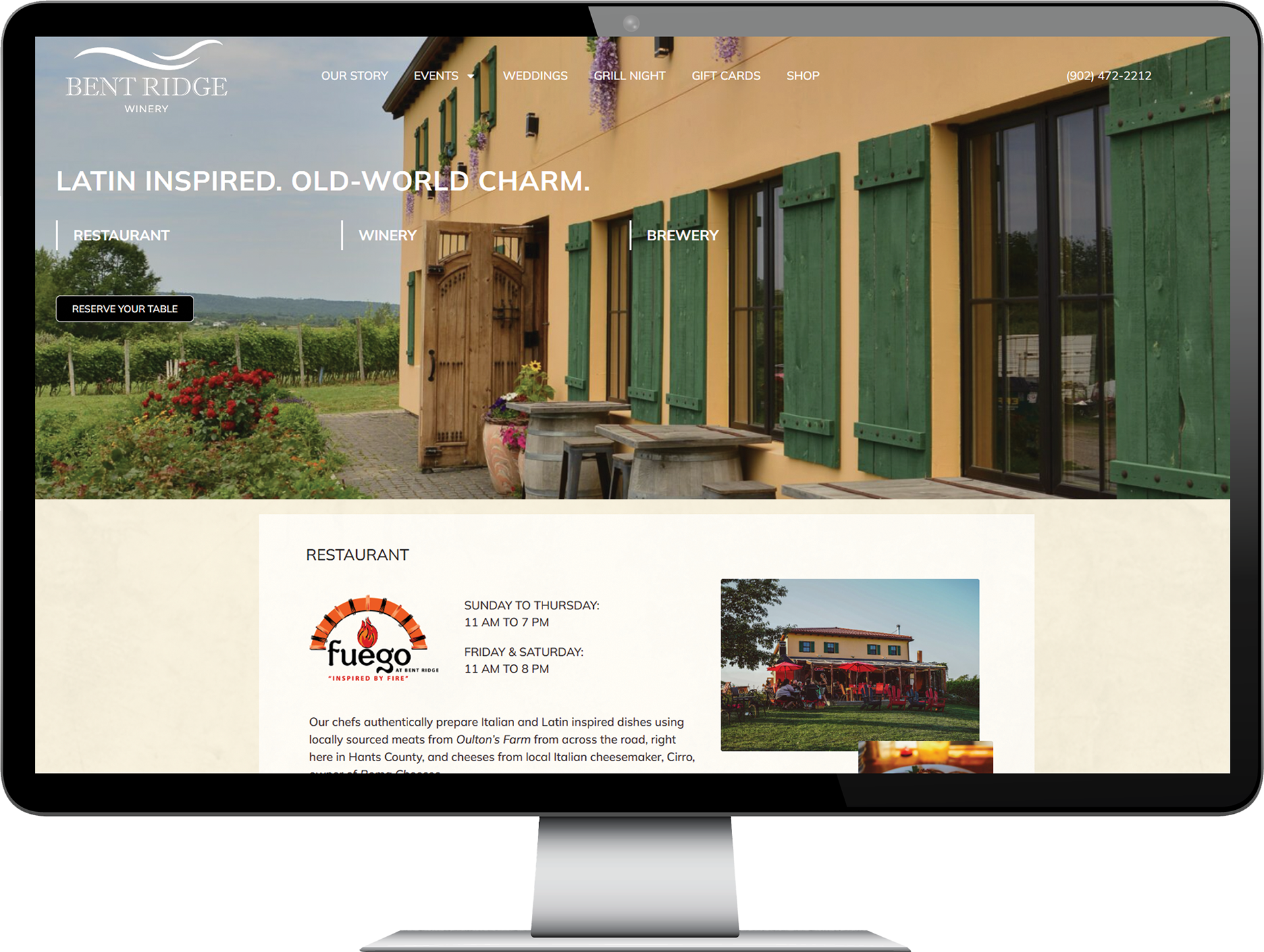 Bent Ridge Winery, www.bentridgewinery.ca, Nova Scotia web design