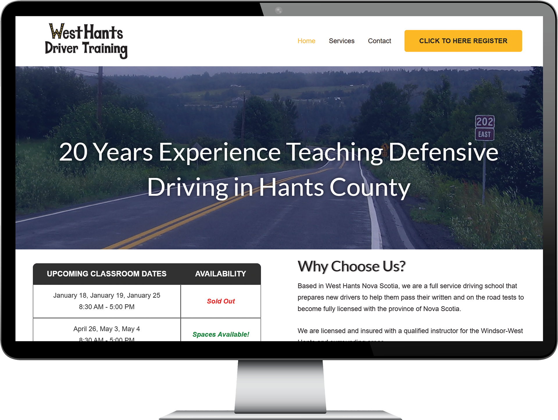West Hants Driver Training, www.westhantsdrivertraining.ca, Nova Scotia web design