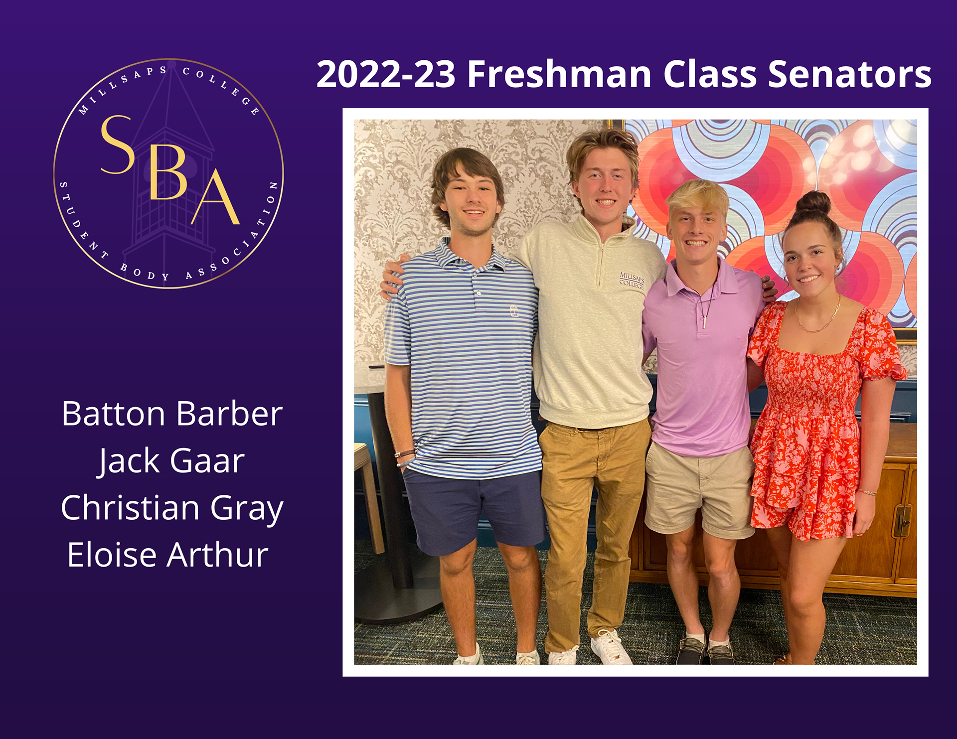 Class Senators displayed in student common space