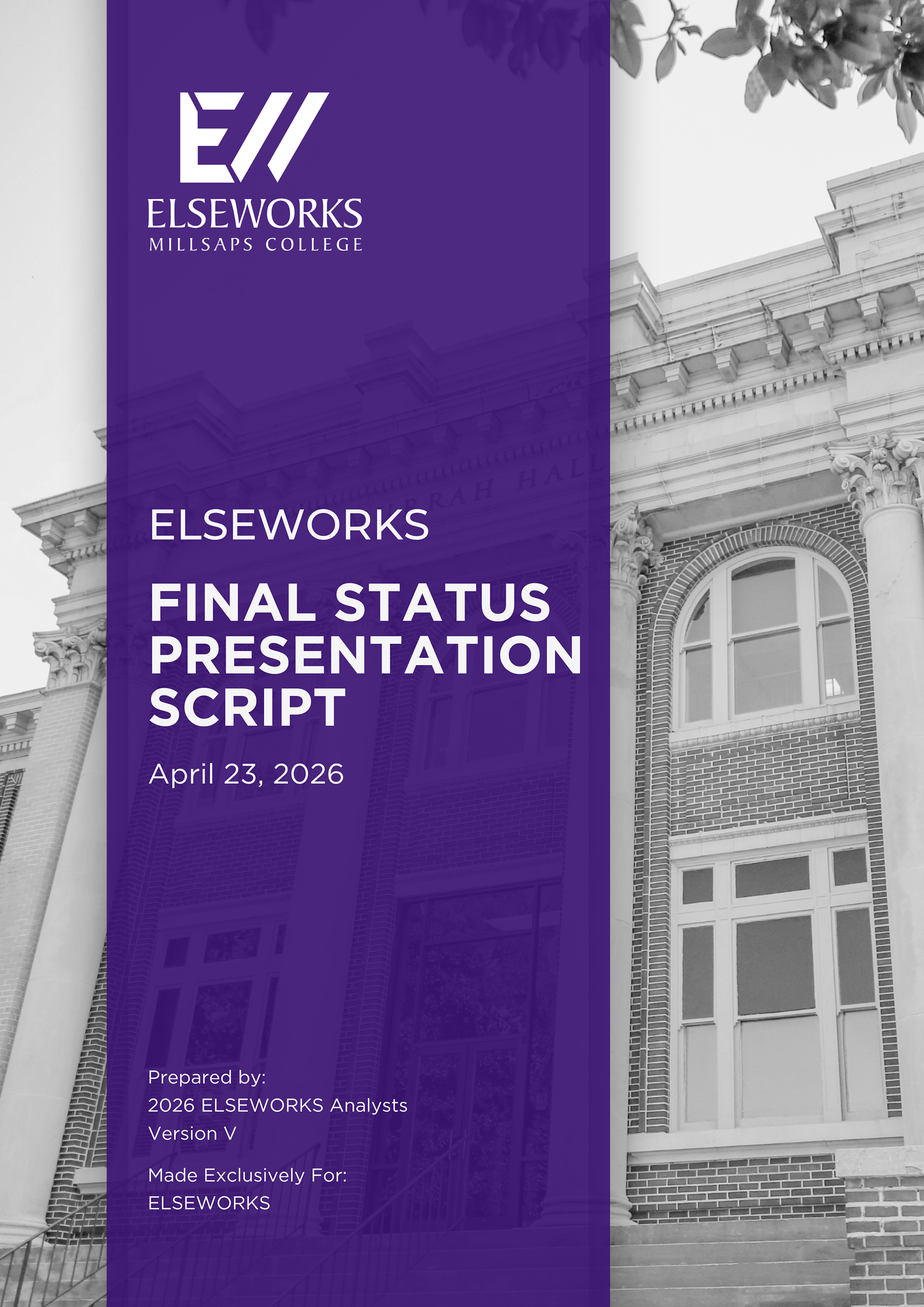 Cover | Final Status Presentation Script