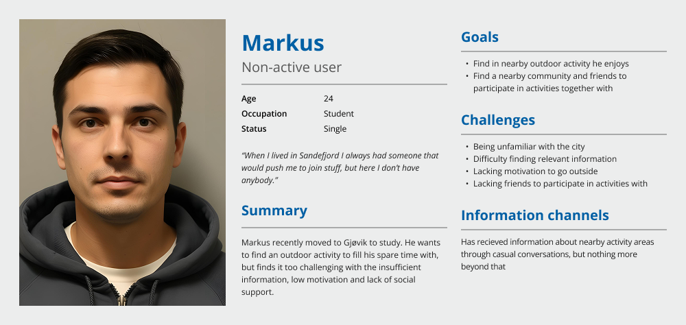 Main persona Markus (24) - non-active user