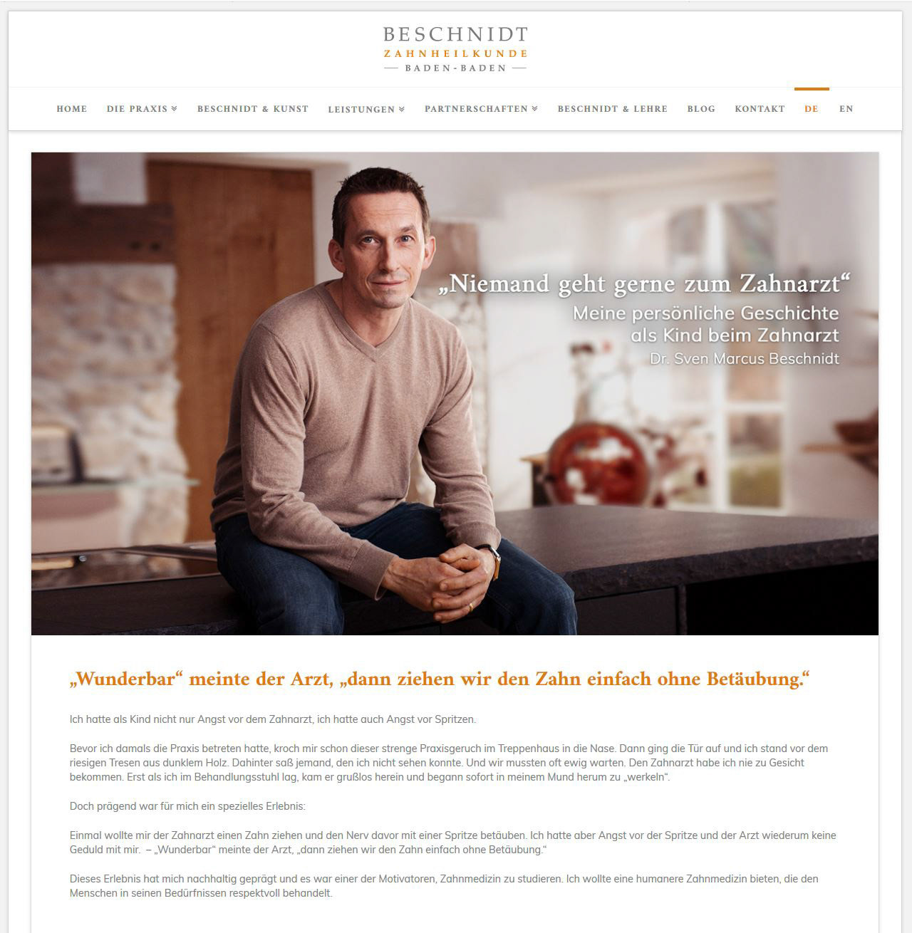 Sympathiekampagne "Jeder Mensch hat seine Geschichte", Dr. Beschnidt, Startseite Web