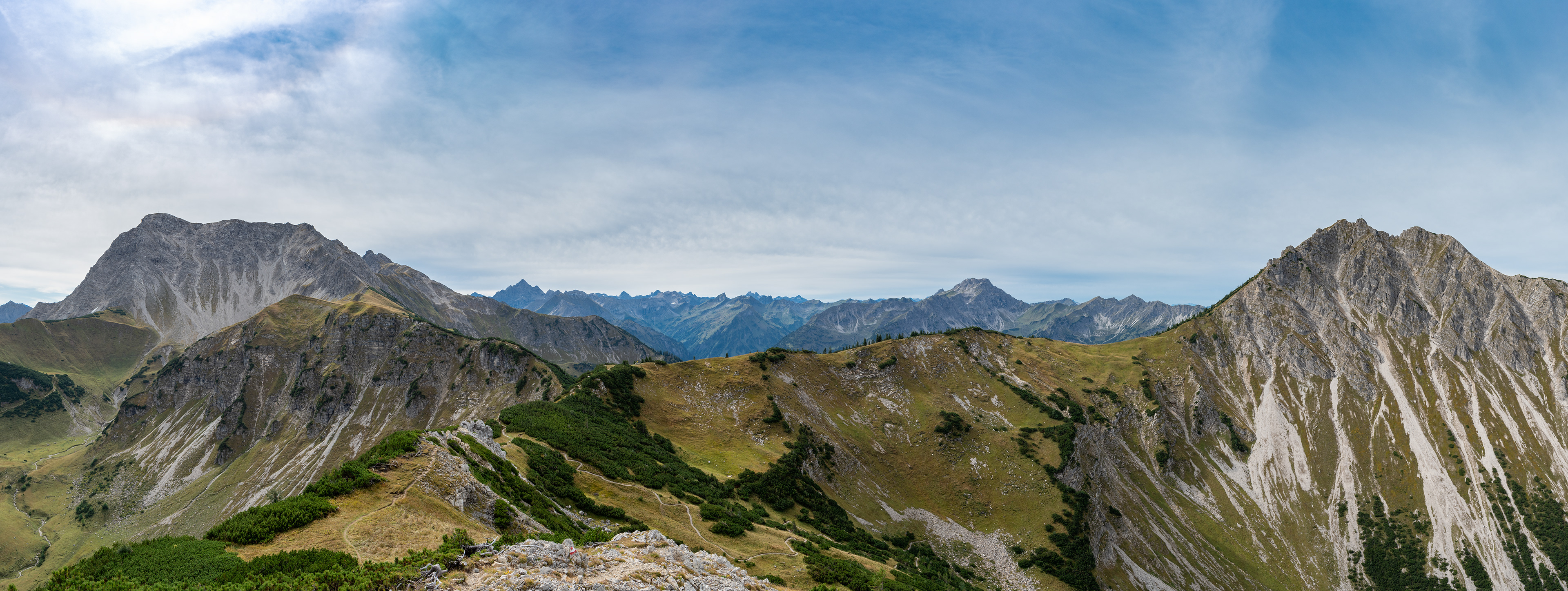 Blick von der Rohnenspitze Richtung Ponten, Tannheimer Tal