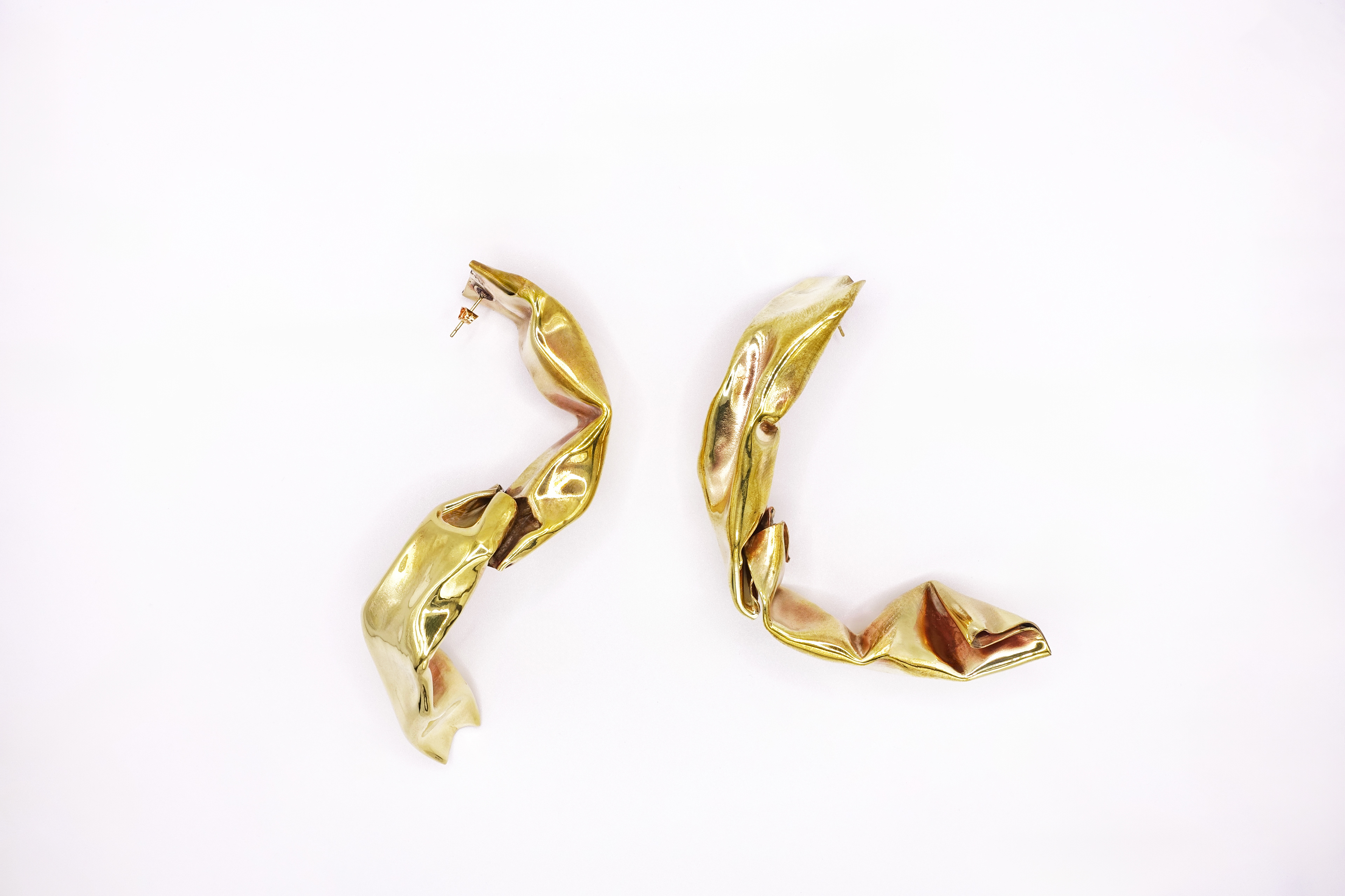 Gold plated brass earrings