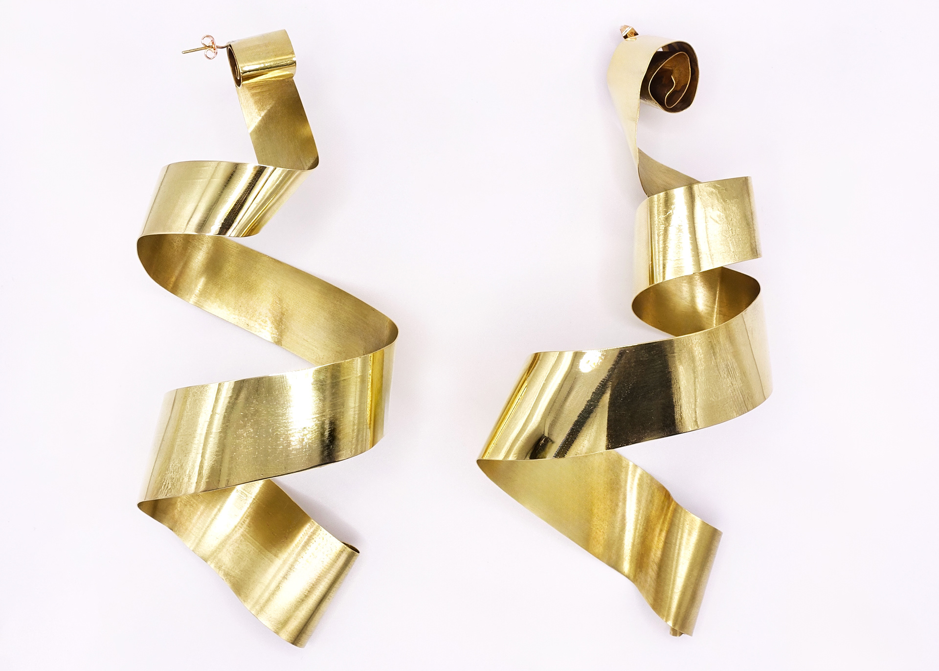 Gold plated brass earrings