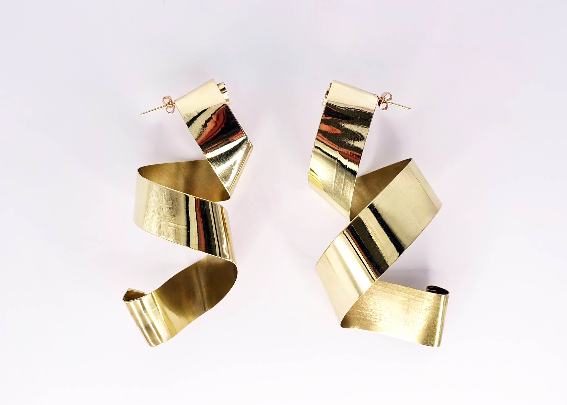 Gold plated brass earrings