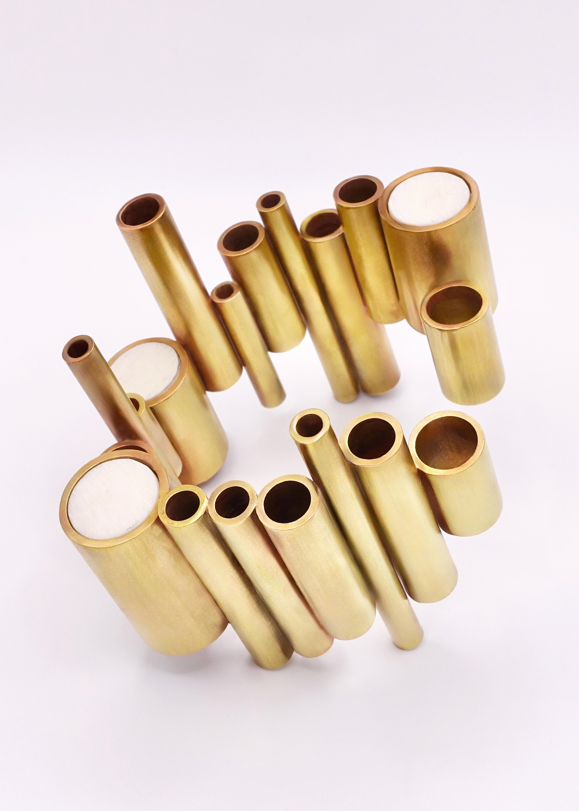 Gold plated brass, hand-carved camel bone inlay bracelet