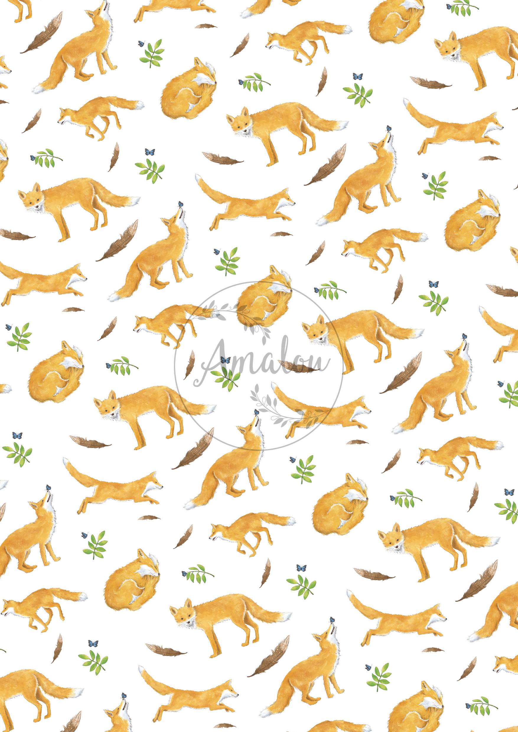 Foxes on white pattern