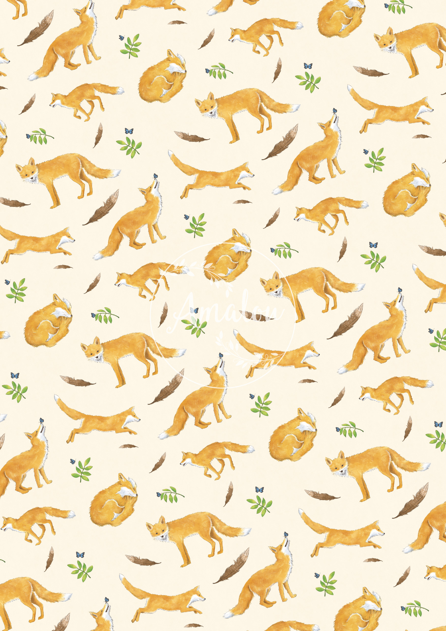 Foxes on cream pattern
