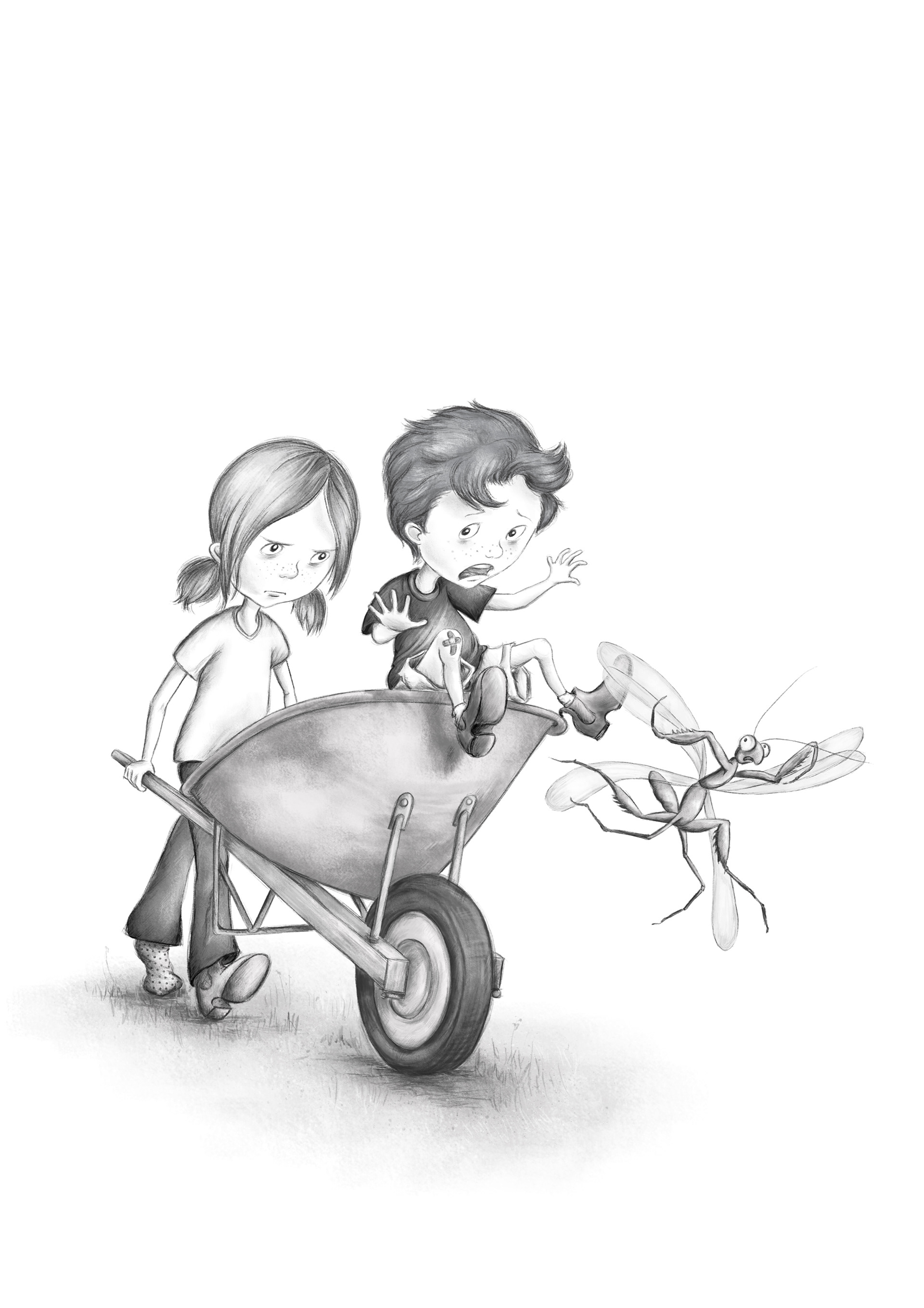 Jessie blames her brother for the stick insect in her boot.