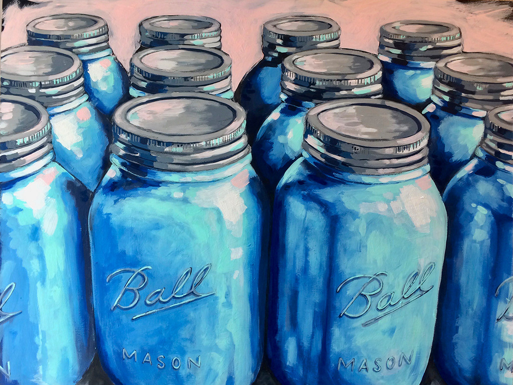 Mason Jars 1 - 31.5" x 24" - Acrylic on Birch Panel ($2000)