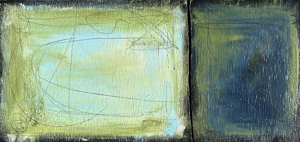 Green Blue - 15.75” x 7.75” Acrylic on Birch Panel ($400)