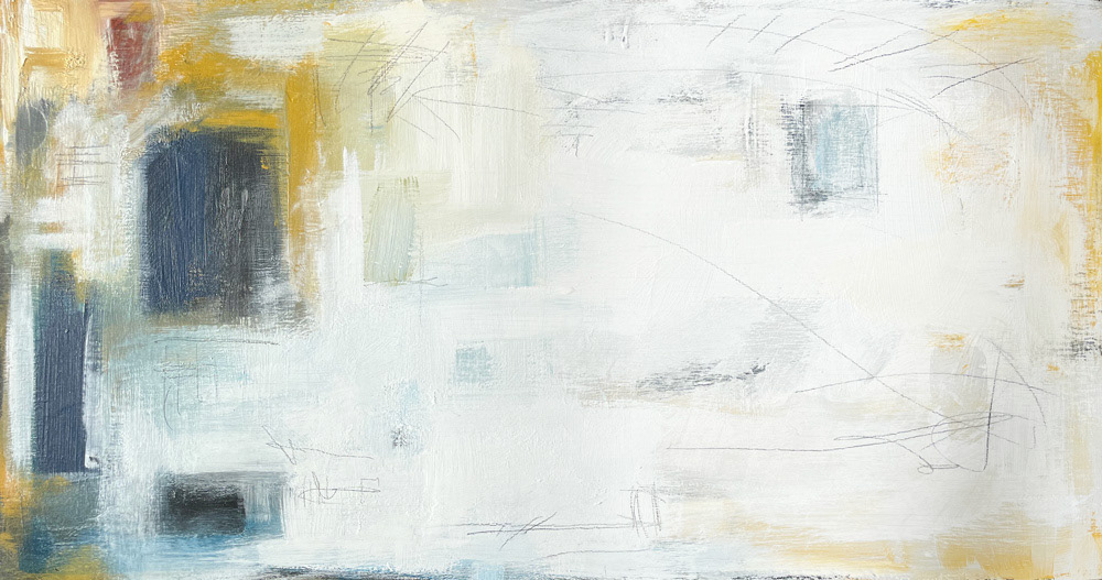 White Navy Gold - 30" x 15.75 - Acrylic on Birch Panel