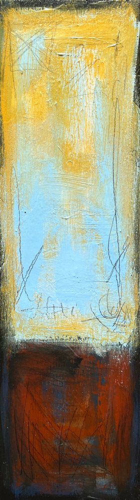 Red Blue Gold - 20.75” x 6” - Acrylic on Birch Panel