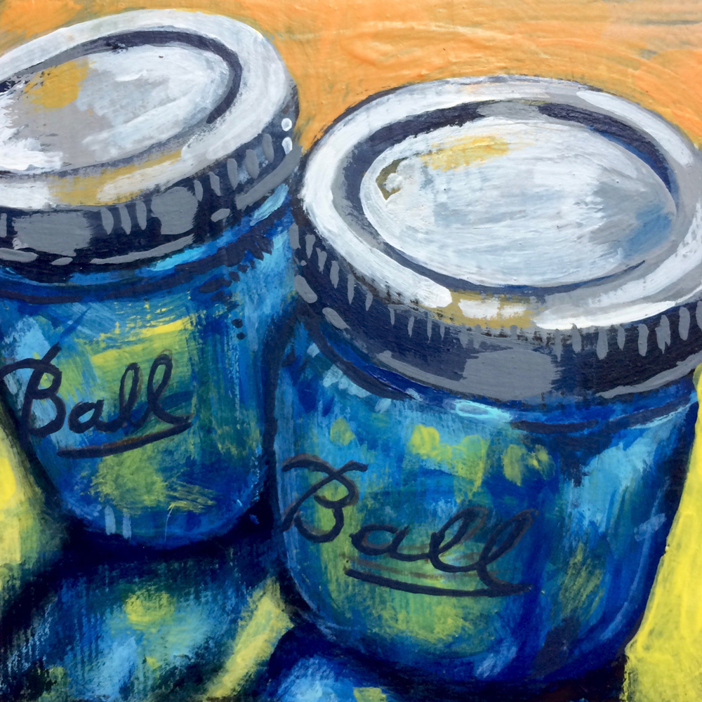 Mason Jars 3 - 8" x 8" - Acrylic on Birch Panel