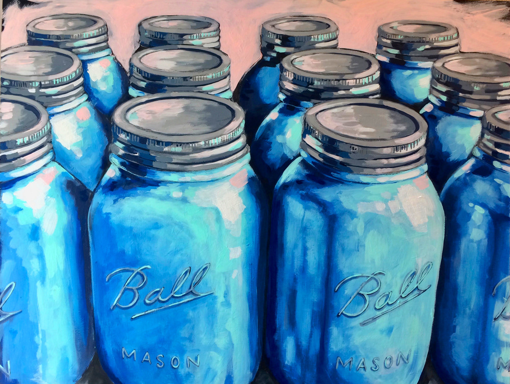 Mason Jars 1 - 31.5” x 24” - Acrylic on Birch Panel