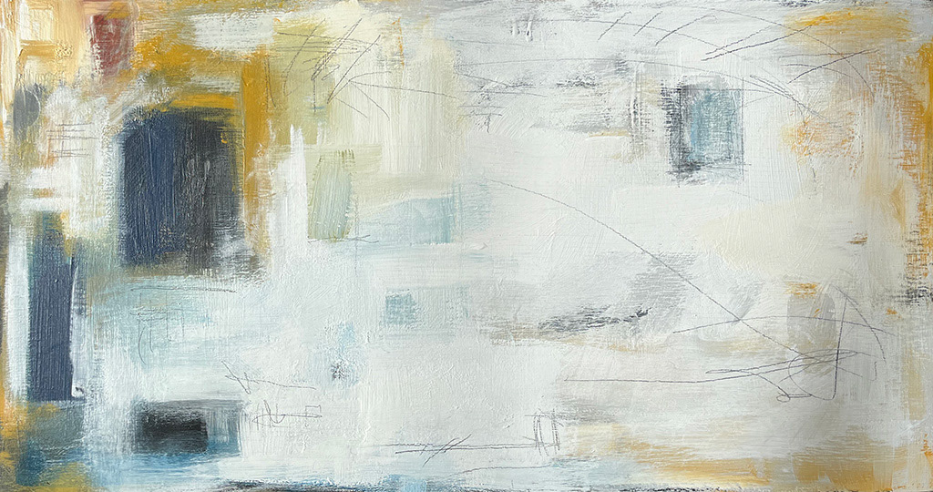 White Navy Gold - 30" x 15.75" - Acrylic on Birch Panel ($1200)