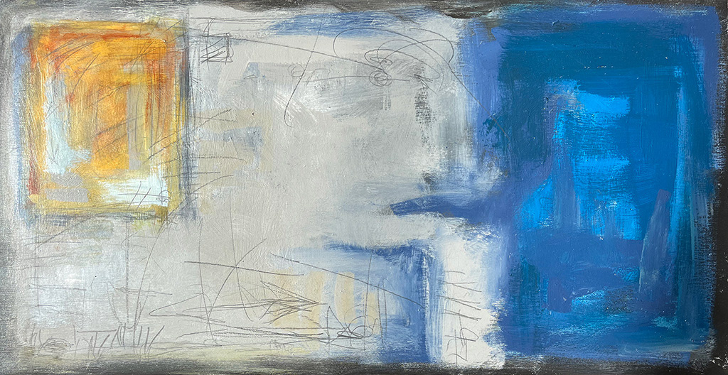 Gray Blue Gold - 30” x 15.75” Acrylic on Birch Panel ($1200)