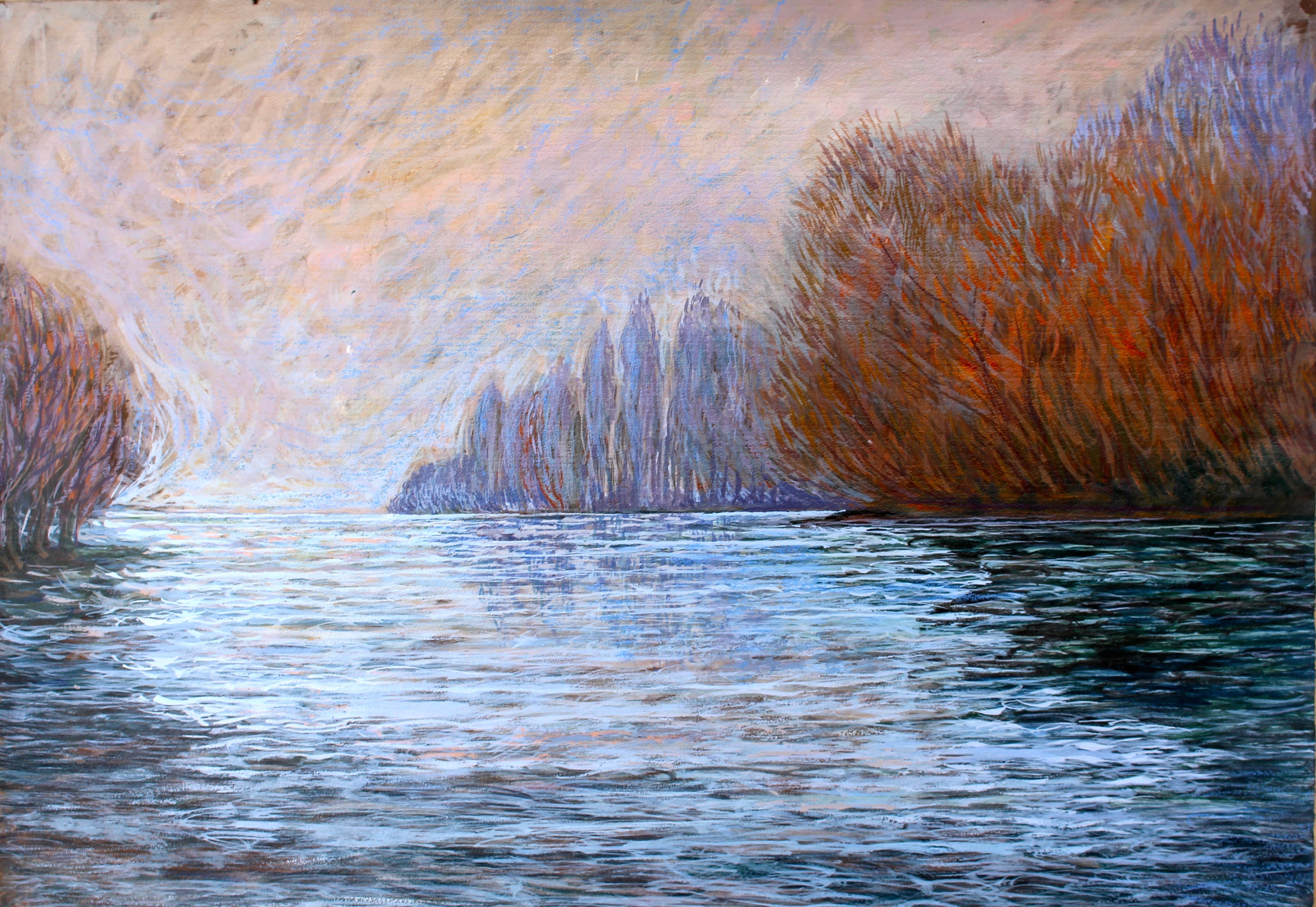 Bord de Seine - 2018 - Acrylique et crai sur papier Canson.