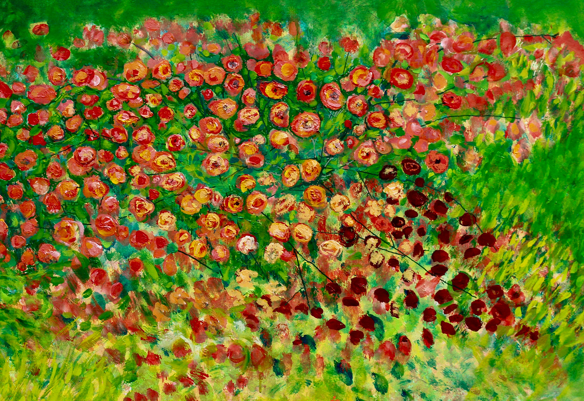 Rosiers - 2018 - Acrylique sur lin marouflé.